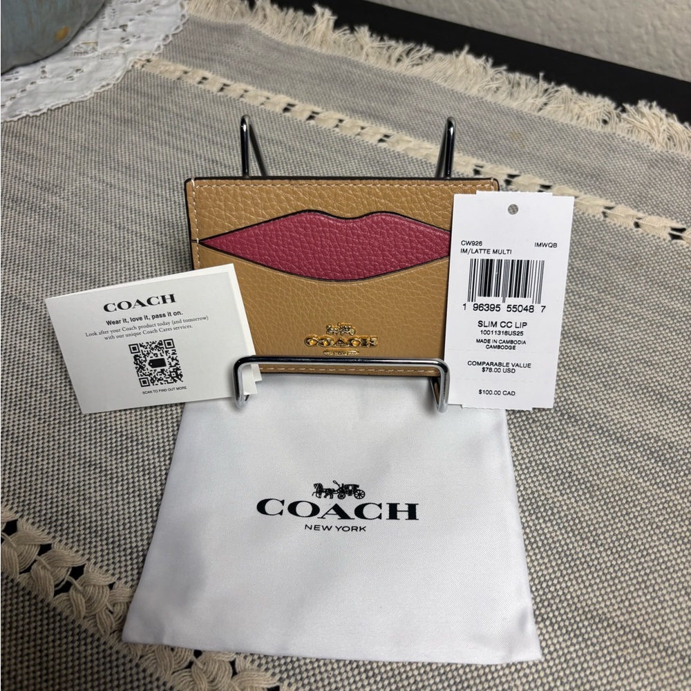 COACH Slim Card Case – Lip Appliqué – IM/Latte Multi – NWT - Picture 3 of 6